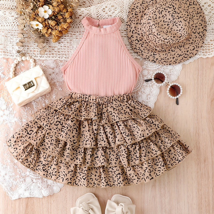 Completo  leopardato da 3 pezzi per ragazze