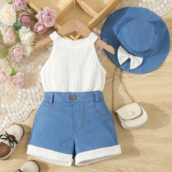 Completo  2 pezzi e cappello con fiocco