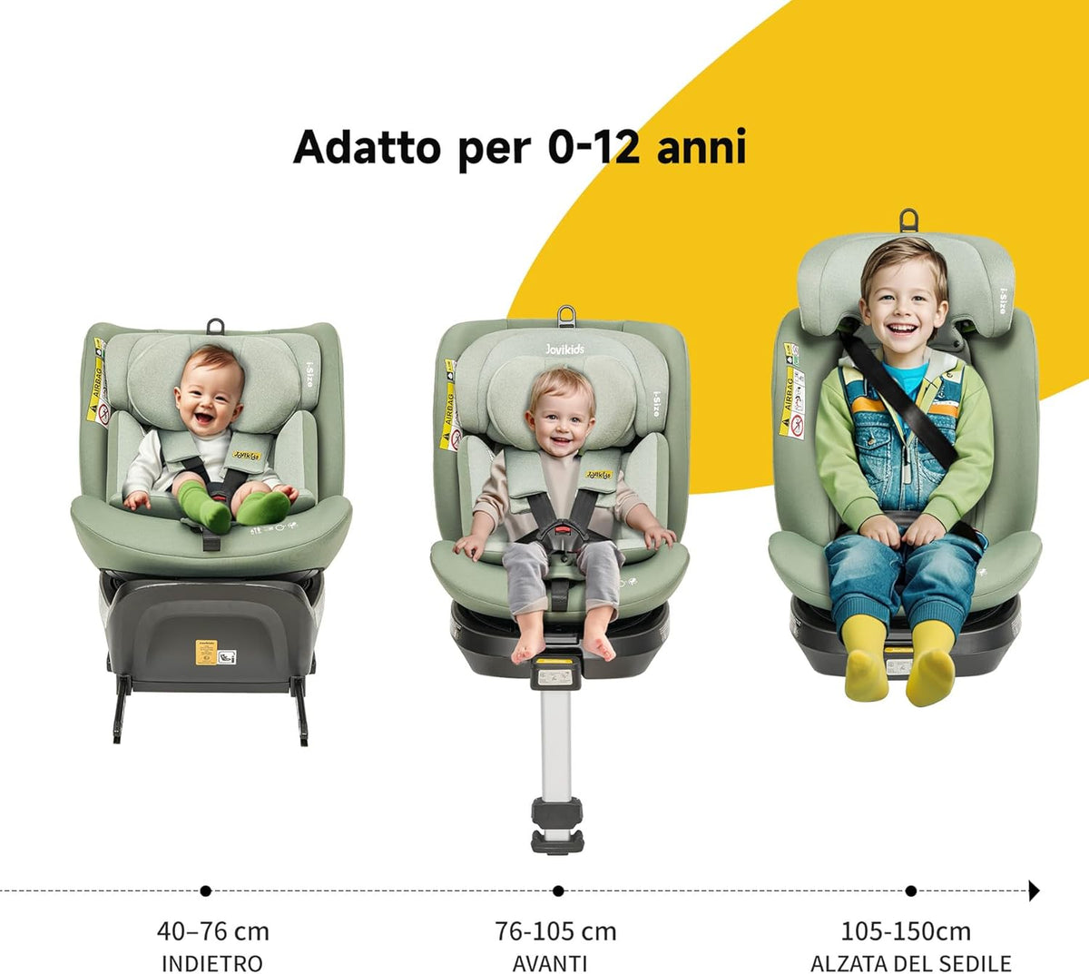 Seggiolino i-Size Girevole 360° 0-12 Anni