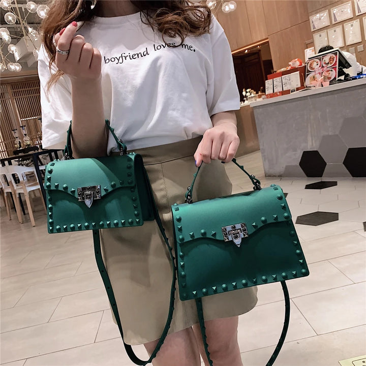 Borse di lusso in PVC da donna - Borsa a tracolla a rivetto