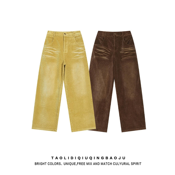Pantaloni a gamba dritta versatili e larghi in velluto