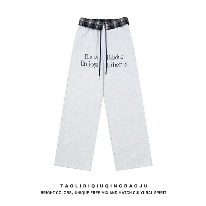 Pantaloni casual a due pezzi con cuciture a quadri finte