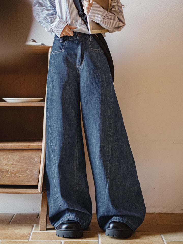 Jeans cargo Madden in stile americano, pantaloni dritti in denim retrò lavato, pantaloni a gamba larga, primavera e autunno da donna