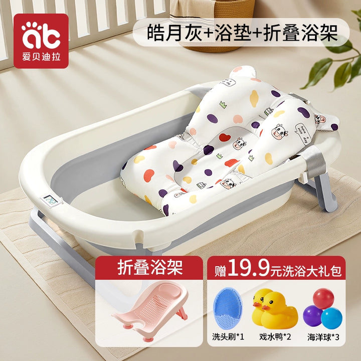 Vasca da bagno per neonati, vaschette da bagno per neonati di grandi dimensioni, secchio da bagno pieghevole per neonati da 0 a 3 anni, i bambini piccoli possono sedersi per la casa 