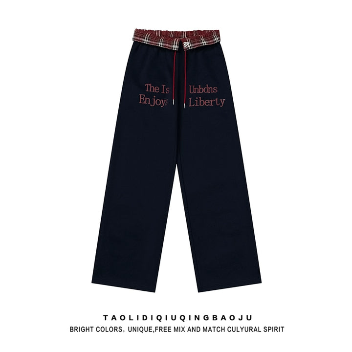 Pantaloni casual a due pezzi con cuciture a quadri finte