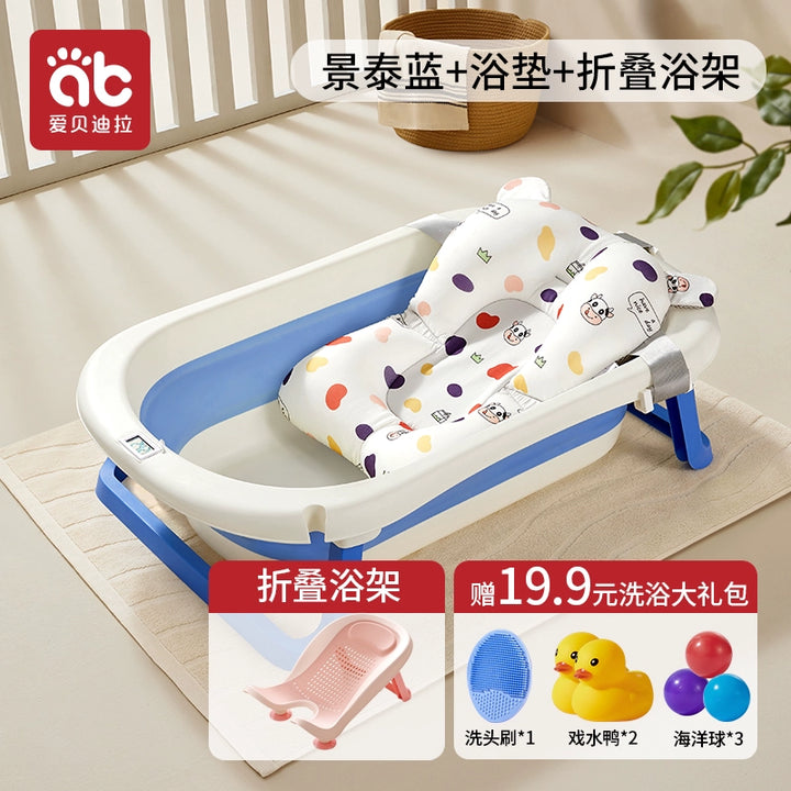 Vasca da bagno per neonati, vaschette da bagno per neonati di grandi dimensioni, secchio da bagno pieghevole per neonati da 0 a 3 anni, i bambini piccoli possono sedersi per la casa 