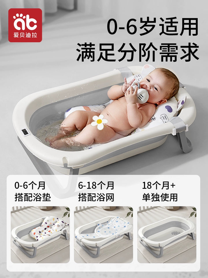 Vasca da bagno per neonati, vaschette da bagno per neonati di grandi dimensioni, secchio da bagno pieghevole per neonati da 0 a 3 anni, i bambini piccoli possono sedersi per la casa 
