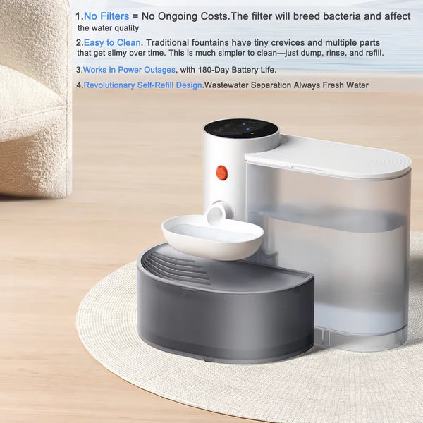 Fontana d'acqua per gatti wireless