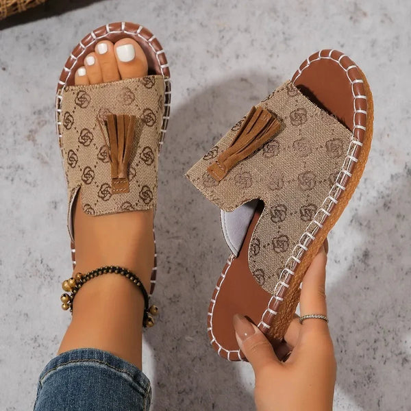 Ciabatte da spiaggia casual da donna, estate, nuova moda, frange, scarpe basse da esterno, sandali aperti, zapatos de mujer slides