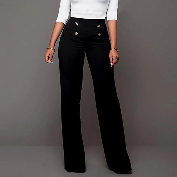 Pantaloni donna tinta unita a vita alta