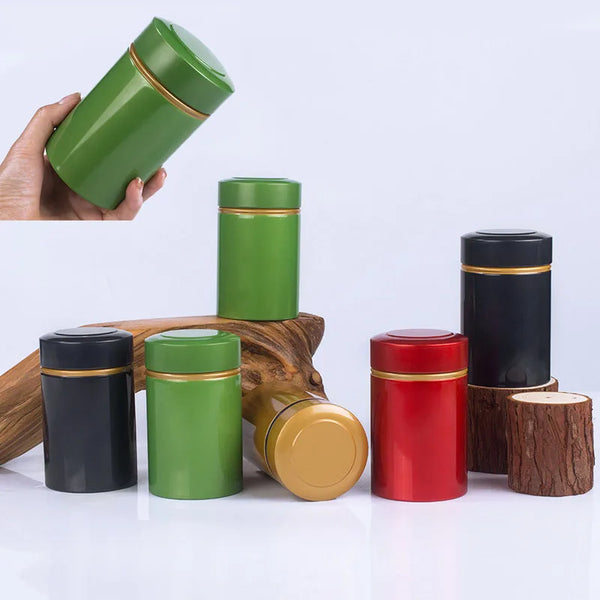 Contenitore portatile per il tè in metallo da 50 g, contenitore in latta per il tè in foglie secche sfuse