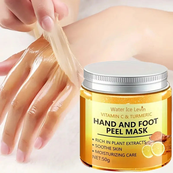 Maschera per mani e piedi con cera alla vitamina C e curcuma, leviga la pelle, deterge delicatamente le mani, illumina la pelle delle mani