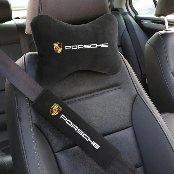 Cuscinetti di protezione per cintura di sicurezza, poggiatesta, cuscino per collo, per Porsche Cayenne, Panamera, Macan 911, 718, Taycan, Boxster, Cayman 918