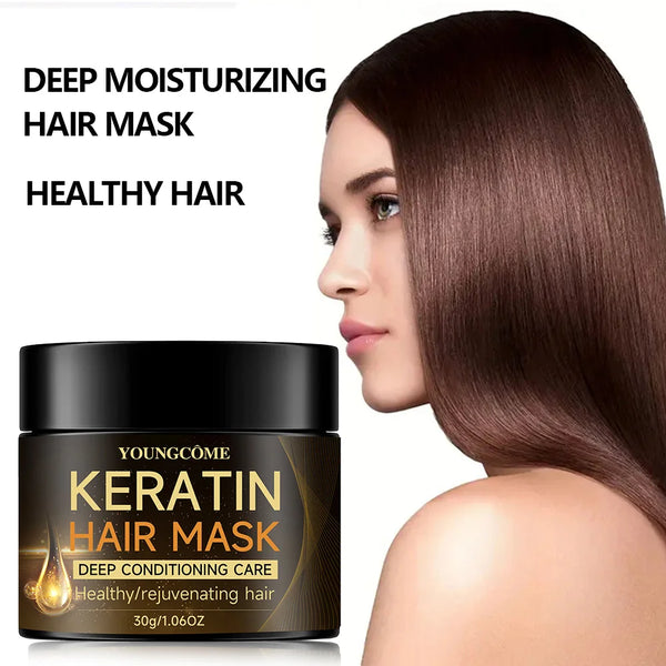 Maschera per capelli alla cheratina, riparazione professionale dei capelli danneggiati, maschera per capelli che ripristina la lucentezza, cura dei capelli nutriente in profondità, adatta a tutti i tipi di capelli.