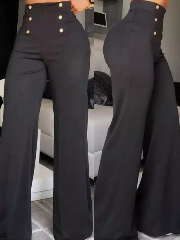 Pantaloni casual a vita alta a gamba larga
