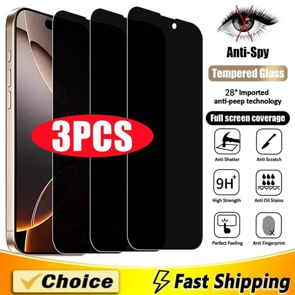 3 pellicole protettive per la privacy per iPhone 16 12 13 14 15 Pro Max Mini, copertura completa, vetro anti-spia per iPhone 11 XR X XS MAX 8 Plus