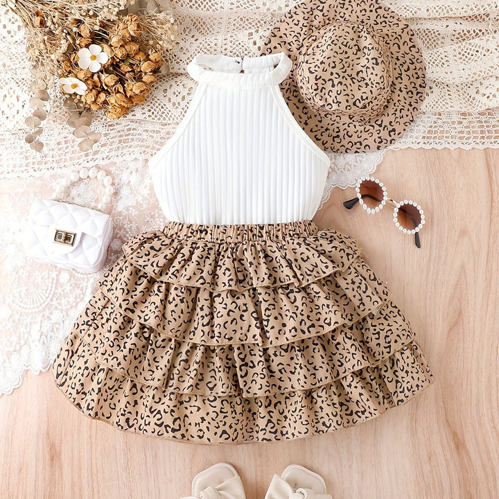 Completo  leopardato da 3 pezzi per ragazze