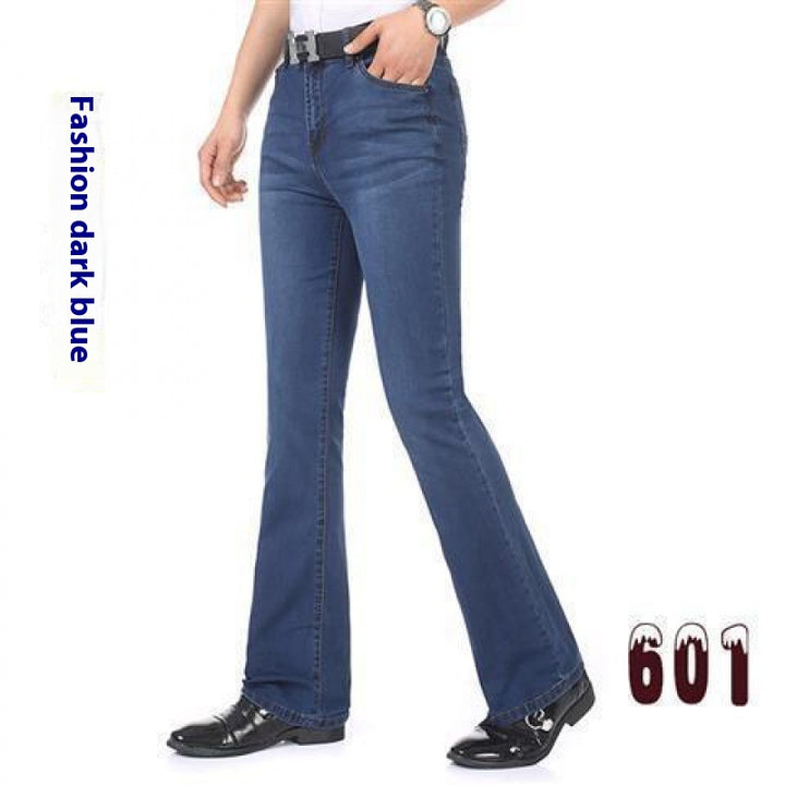 Pantaloni svasati da uomo in denim elastico