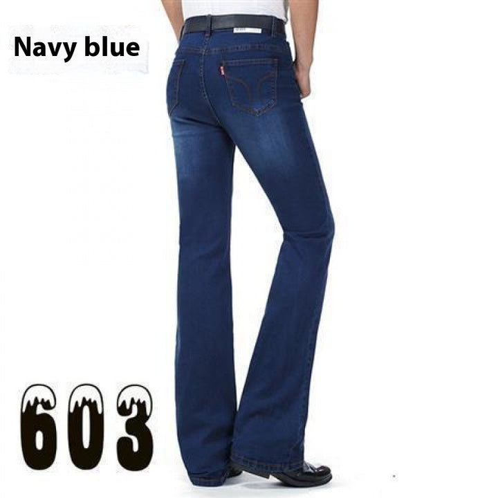 Pantaloni svasati da uomo in denim elastico