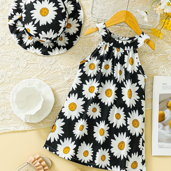 Abito estivo con stampa floreale e cappello da sole