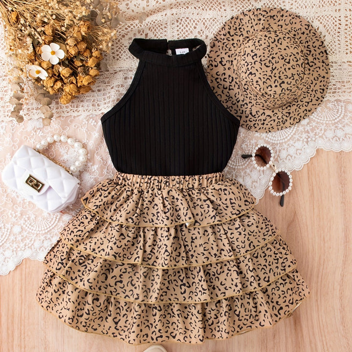 Completo  leopardato da 3 pezzi per ragazze